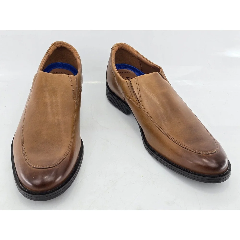 Clarks Whiddon Step Mens Size 13 Tan Leather Slip On Loafers -Excellent